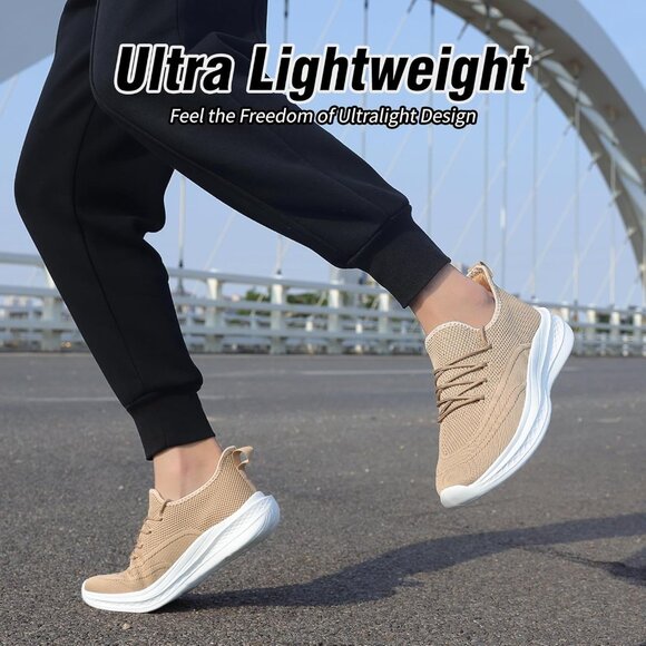 ⚡Men Khaki Fashion Mesh Non Slip Lightweight Workout Breathable Gym Sneakers - Picture 2 of 6